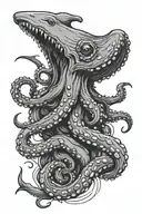 octopus wrapped in shark tattoo design idea