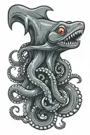 octopus wrapped in shark tattoo design idea