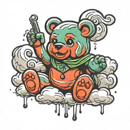 gummy bear on cloud tattoo design idea