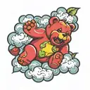 gummy bear on cloud tattoo design idea