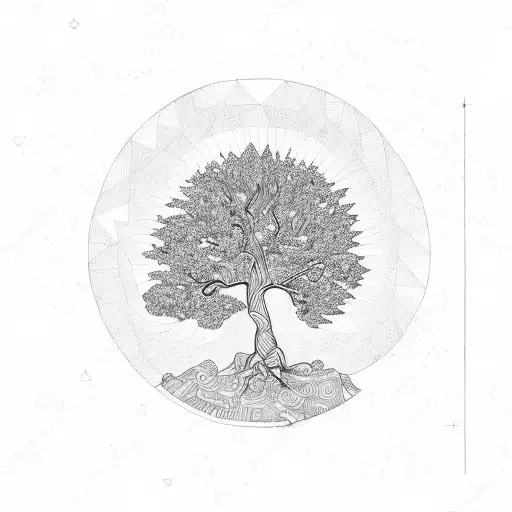 mimas tree reaching to the heavens tattoo design idea
