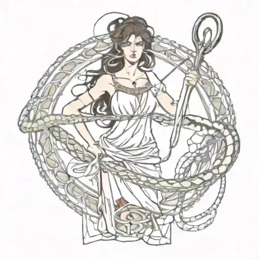 Cassandra princess of Troy with snakes, blood and pitchforks  tattoo design idea