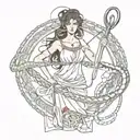 Cassandra princess of Troy with snakes, blood and pitchforks  tattoo design idea