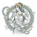 Cassandra princess of Troy with snakes, blood and pitchforks  tattoo design idea