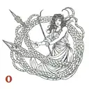 Cassandra princess of Troy with snakes, blood and pitchforks  tattoo design idea