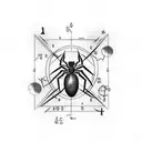 tattoo featuring Spider-Man swinging through an equation, with elements of algebra incorporated into the background, and tattoo design idea