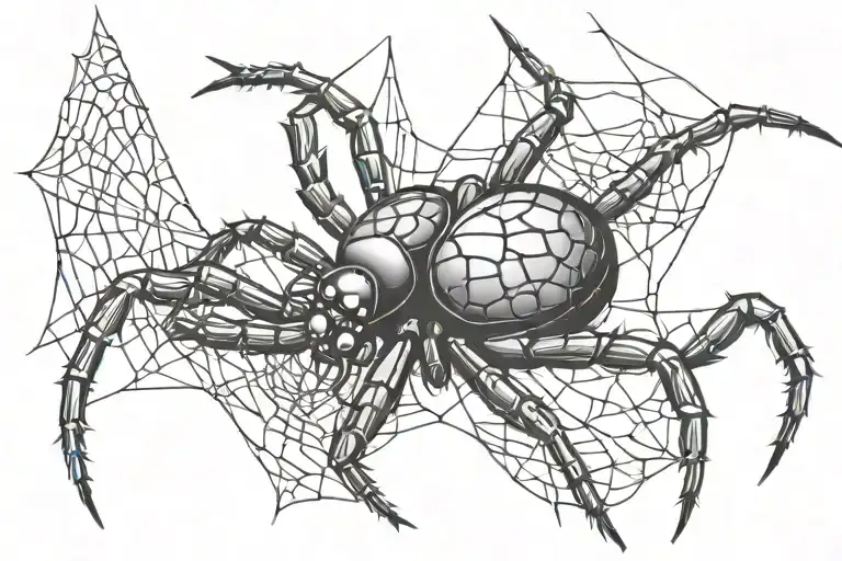 black widow spider in a web tattoo design idea