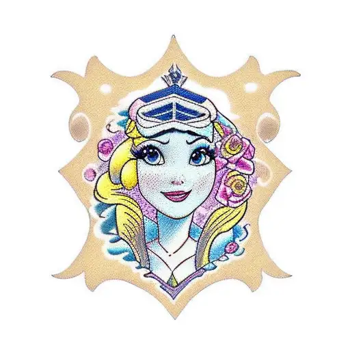 Disney princess Inspired patchwork  tattoo design idea