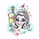 Disney Princess Inspired Patchwork tattoo design idea