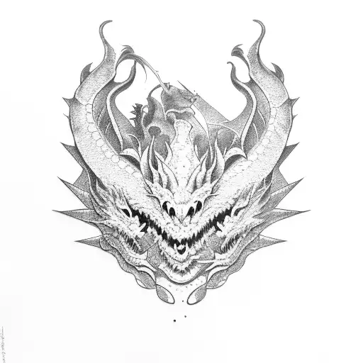 Dragon who look friendly in a minimalistic design  tattoo design idea