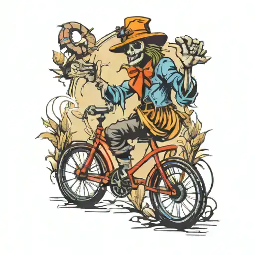 scarecrow bicycling   tattoo design idea