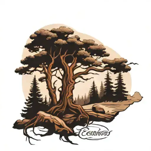 redwood tree tattoo design idea