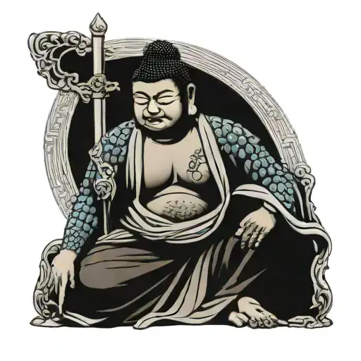 Warrior Buddha tattoo design idea