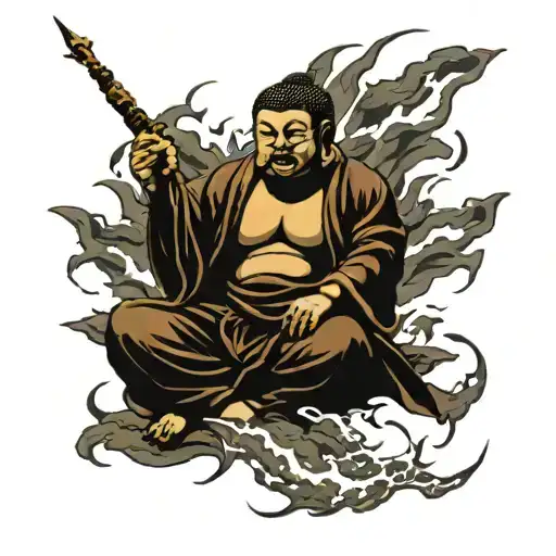 Lightning Buddha tattoo design idea