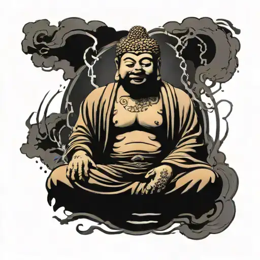 Lightning Buddha tattoo design idea