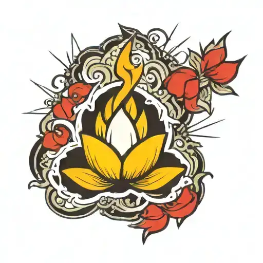 Lightning Bolt and Lotus Flower tattoo design idea