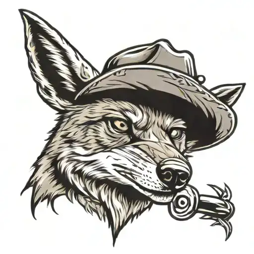 Coyote in a Cowboy Hat tattoo design idea