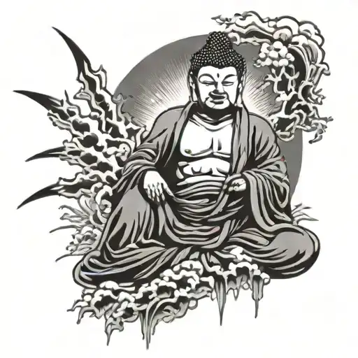 Lightning Buddha tattoo design idea