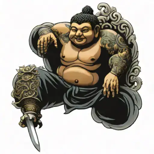 Warrior Buddha tattoo design idea