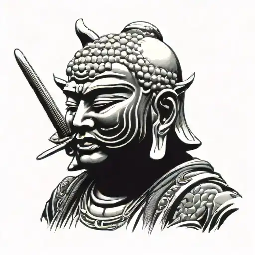 Buddha Samurai Mask tattoo design idea