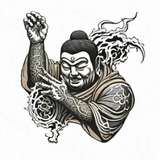 Lightning Buddha tattoo design idea