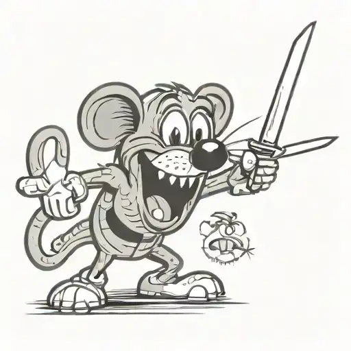Chuck-E-Cheese with a Knife tattoo design idea