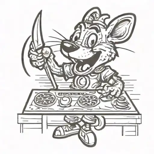 Chuck-E-Cheese with a Knife tattoo design idea