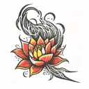 Lightning Bolt and Lotus Flower tattoo design idea