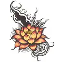 Lightning Bolt and Lotus Flower tattoo design idea