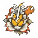 Lightning Bolt and Lotus Flower tattoo design idea