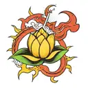 Lightning Bolt and Lotus Flower tattoo design idea