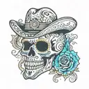 sugar skull, cowboy tattoo design idea
