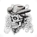 sugar skull, cowboy tattoo design idea