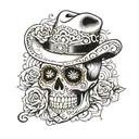 sugar skull, cowboy tattoo design idea