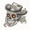 sugar skull, cowboy tattoo design idea