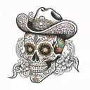sugar skull, cowboy tattoo design idea