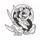 Chuck-E-Cheese with a Knife tattoo design idea