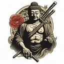 Buddha with a katana tattoo design idea