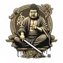 Buddha with a katana tattoo design idea