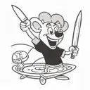 Chuck-E-Cheese with a Knife tattoo design idea