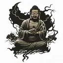 Lightning Buddha tattoo design idea