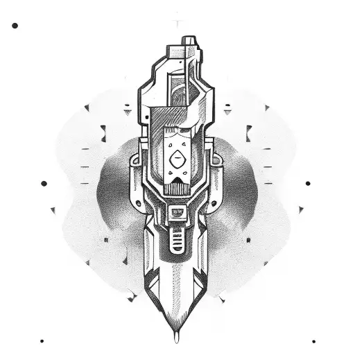 gun with dollars tattoo design idea