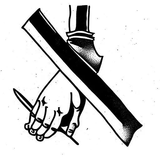 Michelangelo hands and katana tattoo design idea