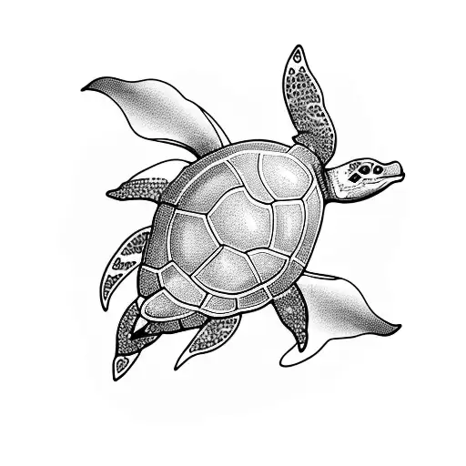  turtle flowers waves dolphin tattoo design idea