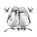 two Robins on a branch kissing tattoo design idea