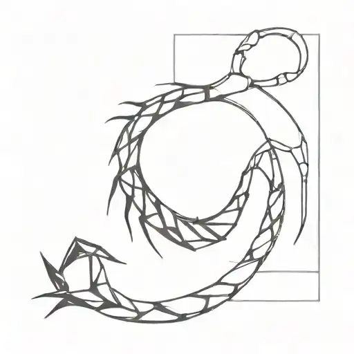 A minimalist scorpion tattoo design with abstract shapes and lines, representing the client's interest in art and creativity as a student tattoo design idea