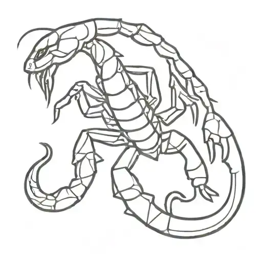 A minimalist tattoo design of a scorpion incorporated into a streetwear logo tattoo design idea