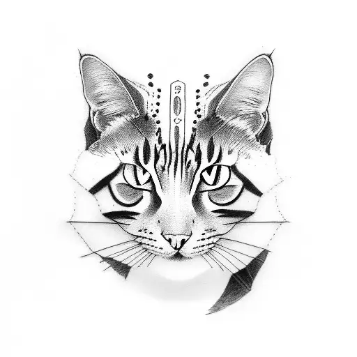 2 gatos, un gato blanco con negro y otro tigreado tattoo design idea