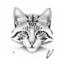 2 gatos, un gato blanco con negro y otro tigreado tattoo design idea