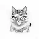 2 gatos, un gato blanco con negro y otro tigreado tattoo design idea